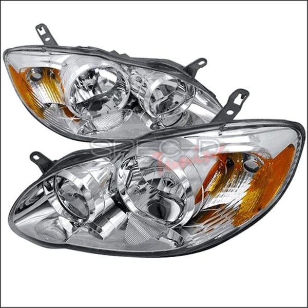Overtime Euro Housing Headlights for 03 to 08 Toyota Corolla; Chrome - 13 x 18 x 28 in. OV18284 - main